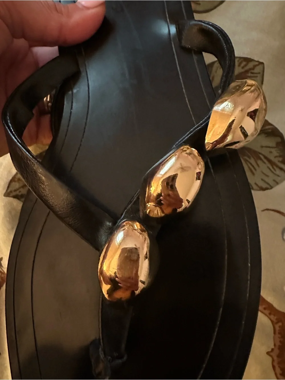 Zara Flat Leather Sandals with Gold Detailing  Size 38 - Picture 7 of 7